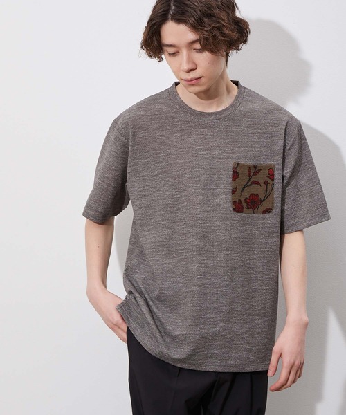 JUNRED（ジュンレッド）の「ウェーブワッフルプリントポケットT（Tシャツ/カットソー・メンズ・ホワイト/グレー/ブラック/ブルー系その他/ベージュ・M/L/LL）」の4枚目の写真