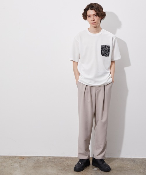 JUNRED（ジュンレッド）の「ウェーブワッフルプリントポケットT（Tシャツ/カットソー・メンズ・ホワイト/グレー/ブラック/ブルー系その他/ベージュ・M/L/LL）」の9枚目の写真