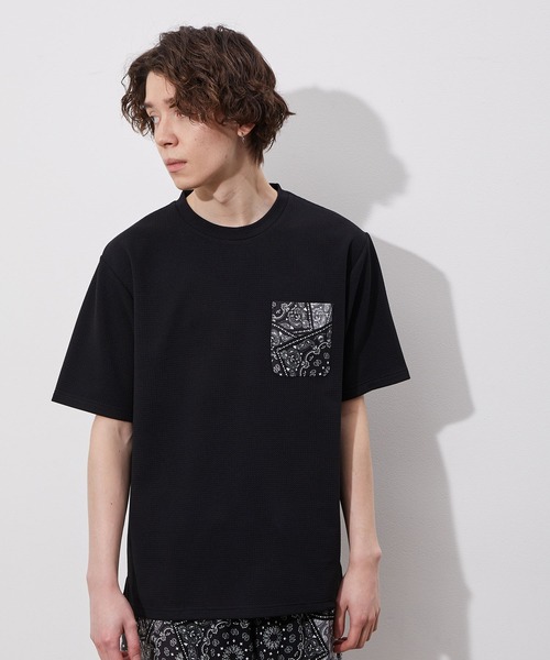 JUNRED（ジュンレッド）の「ウェーブワッフルプリントポケットT（Tシャツ/カットソー・メンズ・ホワイト/グレー/ブラック/ブルー系その他/ベージュ・M/L/LL）」の12枚目の写真