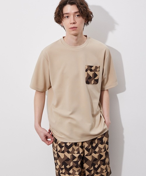 JUNRED（ジュンレッド）の「ウェーブワッフルプリントポケットT（Tシャツ/カットソー・メンズ・ホワイト/グレー/ブラック/ブルー系その他/ベージュ・M/L/LL）」の16枚目の写真