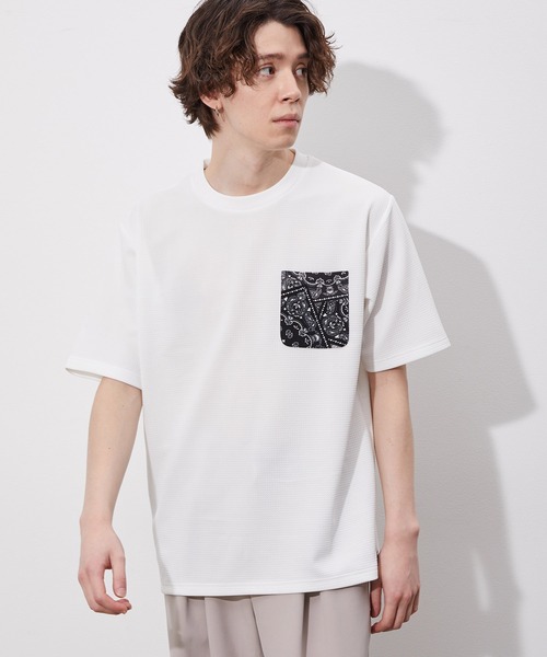 JUNRED（ジュンレッド）の「ウェーブワッフルプリントポケットT（Tシャツ/カットソー・メンズ・ホワイト/グレー/ブラック/ブルー系その他/ベージュ・M/L/LL）」の10枚目の写真