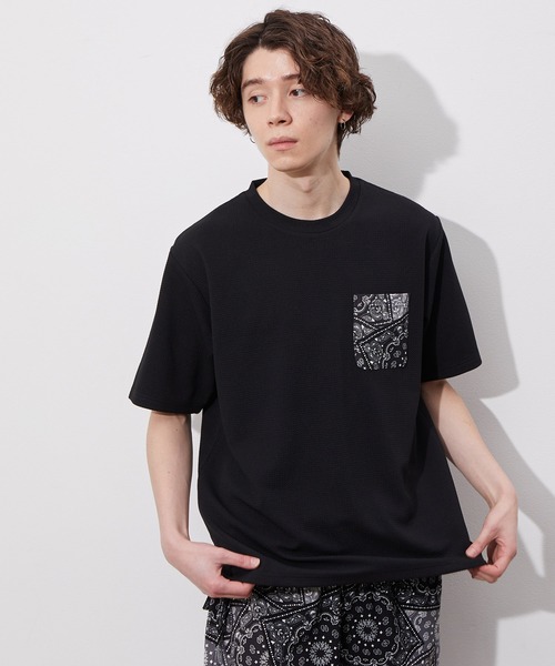 JUNRED（ジュンレッド）の「ウェーブワッフルプリントポケットT（Tシャツ/カットソー・メンズ・ホワイト/グレー/ブラック/ブルー系その他/ベージュ・M/L/LL）」の13枚目の写真