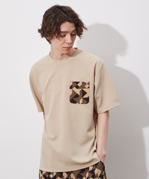JUNRED（ジュンレッド）の「ウェーブワッフルプリントポケットT（Tシャツ/カットソー・メンズ・ホワイト/グレー/ブラック/ブルー系その他/ベージュ・M/L/LL）」の18枚目の写真