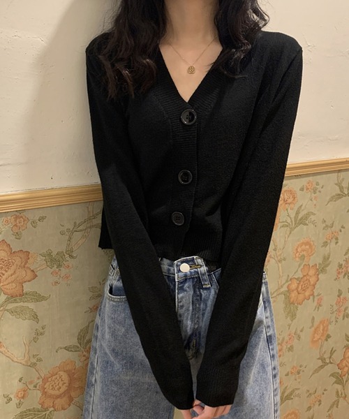 Girly Doll(ガーリードール)の「BIGボタンショートカーディガン(カーディガン/ボレロ・レディース・テラコッタ/オレンジ/グリーン/ホワイト/ブラック/パープル/ベージュ/グレー/ブルー/イエロー・FREE)」の14枚目の写真