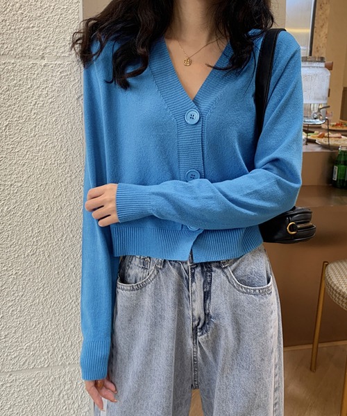 Girly Doll(ガーリードール)の「BIGボタンショートカーディガン(カーディガン/ボレロ・レディース・テラコッタ/オレンジ/グリーン/ホワイト/ブラック/パープル/ベージュ/グレー/ブルー/イエロー・FREE)」の22枚目の写真