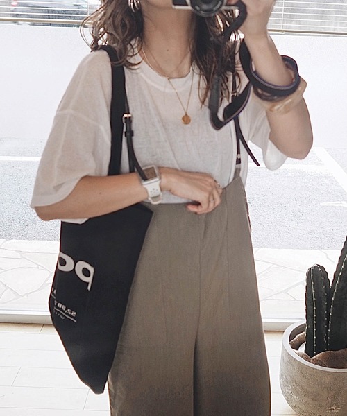 HWG_5（エイチダブルゴー）の「シアークルーネックカットソー（Tシャツ/カットソー・レディース・ホワイト/ブラック/カーキ/イエロー/オレンジ/ベージュ・FREE）」の2枚目の写真