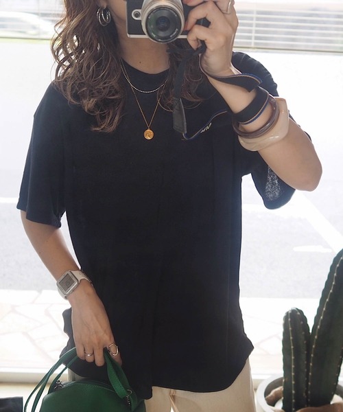 HWG_5（エイチダブルゴー）の「シアークルーネックカットソー（Tシャツ/カットソー・レディース・ホワイト/ブラック/カーキ/イエロー/オレンジ/ベージュ・FREE）」の3枚目の写真