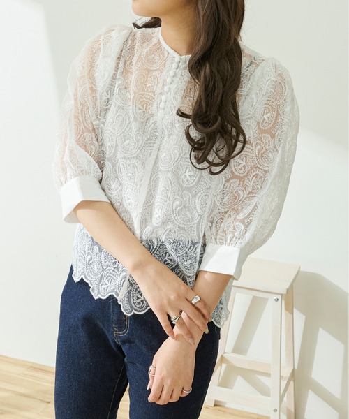 Ambre Neige（アンブルネージュ）の「【前後２WAY】オーガンジーシアーブラウス／WEB/EC限定商品（シャツ/ブラウス・レディース・ホワイト系1/ホワイト系2/アイボリー系1/アイボリー系2・FREE）」の12枚目の写真