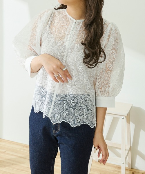 Ambre Neige（アンブルネージュ）の「【前後２WAY】オーガンジーシアーブラウス／WEB/EC限定商品（シャツ/ブラウス・レディース・ホワイト系1/ホワイト系2/アイボリー系1/アイボリー系2・FREE）」の17枚目の写真