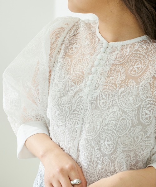 Ambre Neige（アンブルネージュ）の「【前後２WAY】オーガンジーシアーブラウス／WEB/EC限定商品（シャツ/ブラウス・レディース・ホワイト系1/ホワイト系2/アイボリー系1/アイボリー系2・FREE）」の5枚目の写真