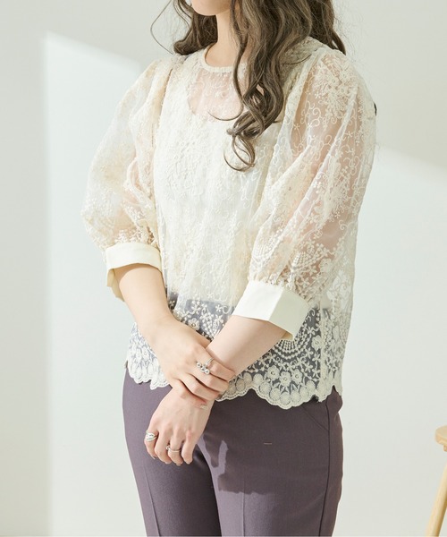 Ambre Neige（アンブルネージュ）の「【前後２WAY】オーガンジーシアーブラウス／WEB/EC限定商品（シャツ/ブラウス・レディース・ホワイト系1/ホワイト系2/アイボリー系1/アイボリー系2・FREE）」の8枚目の写真