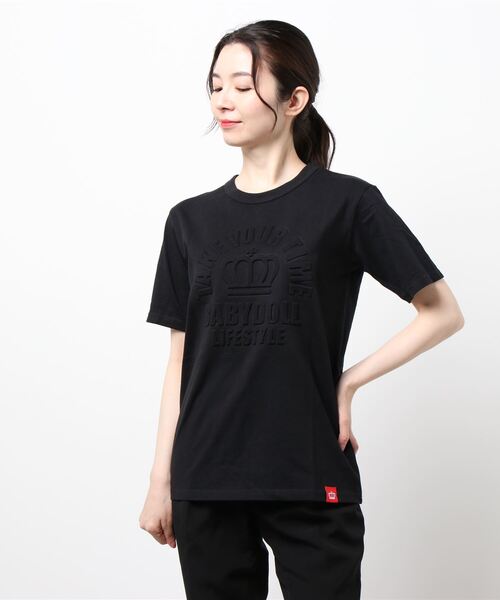 BABYDOLL(ベビードール)の「親子お揃い エンボス王冠メッセージTシャツ 5261A(Tシャツ/カットソー・レディース・ベビーピンク/ブラック・M/L/S/XL)」の2枚目の写真