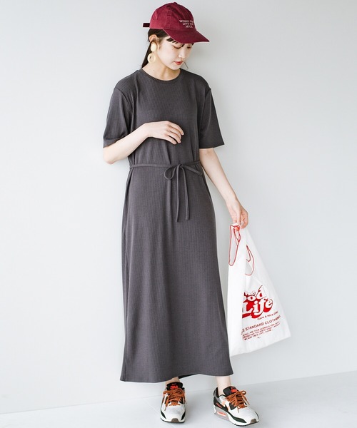 コーデいらずで楽ちんなのにしっかり華やぐ ウエストリボンでスタイルアップが叶うラップ風カットソーワンピースby Who Made Me ワンピース Haco ハコ のファッション通販 Zozotown