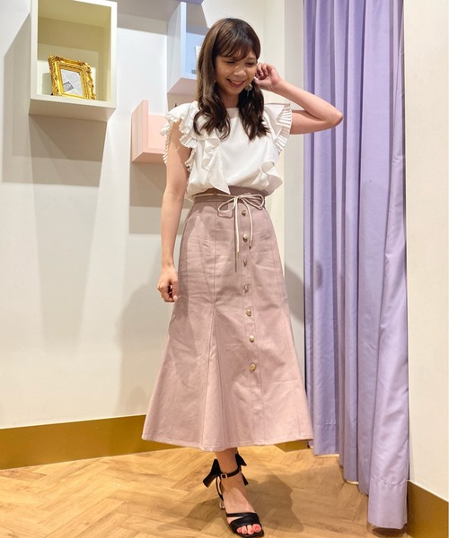 31 Sons de mode（トランテアン　ソン　ドゥ　モード）の「合皮ベルト付きデニムスカート（スカート・レディース・ピンク/インディゴブルー・38/36）」の13枚目の写真