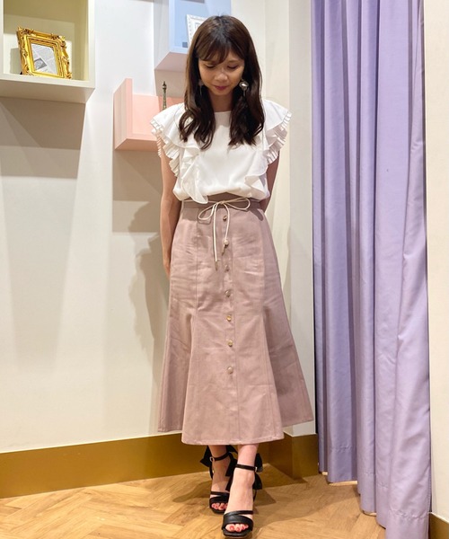 31 Sons de mode（トランテアン　ソン　ドゥ　モード）の「合皮ベルト付きデニムスカート（スカート・レディース・ピンク/インディゴブルー・38/36）」の14枚目の写真