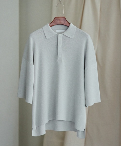 WYM LIDNM（ウィム バイ リドム）の「WIDE LOOSE RELAX KNIT POLO -Instagram Ex.-（ポロシャツ・メンズ・ブラック/ホワイト系/グリーン系・S/M/L）」の6枚目の写真