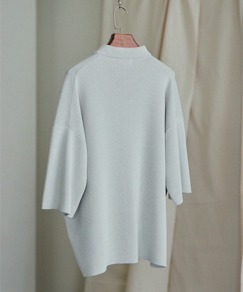 WYM LIDNM（ウィム バイ リドム）の「WIDE LOOSE RELAX KNIT POLO -Instagram Ex.-（ポロシャツ・メンズ・ブラック/ホワイト系/グリーン系・S/M/L）」の7枚目の写真