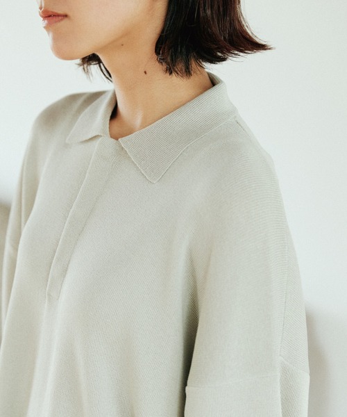 WYM LIDNM（ウィム バイ リドム）の「WIDE LOOSE RELAX KNIT POLO -Instagram Ex.-（ポロシャツ・メンズ・ブラック/ホワイト系/グリーン系・S/M/L）」の22枚目の写真