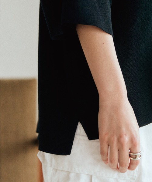 WYM LIDNM（ウィム バイ リドム）の「WIDE LOOSE RELAX KNIT POLO -Instagram Ex.-（ポロシャツ・メンズ・ブラック/ホワイト系/グリーン系・S/M/L）」の13枚目の写真