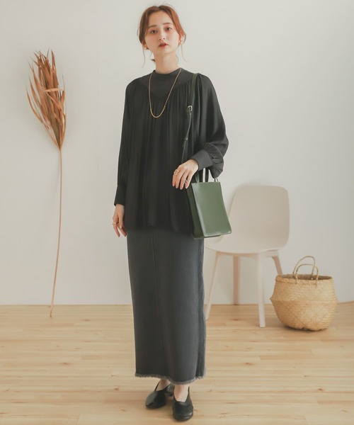 SENSE OF PLACE by URBAN RESEARCH（センスオブプレイスバイアーバンリサーチ）の「2WAYギャザーブラウス（シャツ/ブラウス・レディース・アイボリー/オレンジ/キャメル/ブラック・ONE）」の12枚目の写真