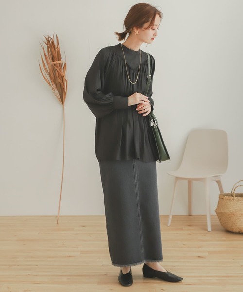 SENSE OF PLACE by URBAN RESEARCH（センスオブプレイスバイアーバンリサーチ）の「2WAYギャザーブラウス（シャツ/ブラウス・レディース・アイボリー/オレンジ/キャメル/ブラック・ONE）」の14枚目の写真