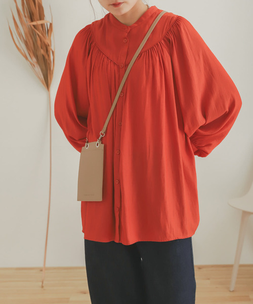 SENSE OF PLACE by URBAN RESEARCH（センスオブプレイスバイアーバンリサーチ）の「2WAYギャザーブラウス（シャツ/ブラウス・レディース・アイボリー/オレンジ/キャメル/ブラック・ONE）」の18枚目の写真