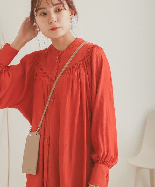 SENSE OF PLACE by URBAN RESEARCH（センスオブプレイスバイアーバンリサーチ）の「2WAYギャザーブラウス（シャツ/ブラウス・レディース・アイボリー/オレンジ/キャメル/ブラック・ONE）」の20枚目の写真