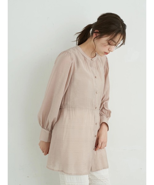 earth music&ecology（アースミュージックアンドエコロジー）の「ウエストドロストシアーチュニック ＊（シャツ/ブラウス・レディース・ブラック/ベージュ/ラベンダー・FREE）」の6枚目の写真