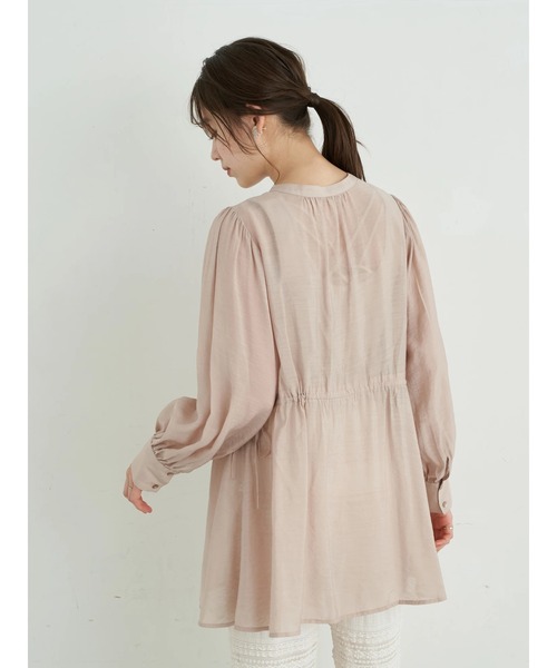 earth music&ecology（アースミュージックアンドエコロジー）の「ウエストドロストシアーチュニック ＊（シャツ/ブラウス・レディース・ブラック/ベージュ/ラベンダー・FREE）」の8枚目の写真