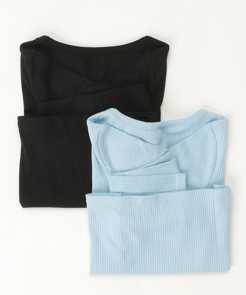 X-girl（エックスガール）の「2-PACK BASIC TOP（Tシャツ/カットソー・レディース・ライトブルー/マルチ・S/M/XS）」の3枚目の写真