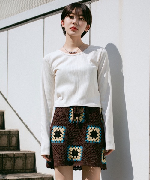 X-girl（エックスガール）の「2-PACK BASIC TOP（Tシャツ/カットソー・レディース・ライトブルー/マルチ・S/M/XS）」の7枚目の写真