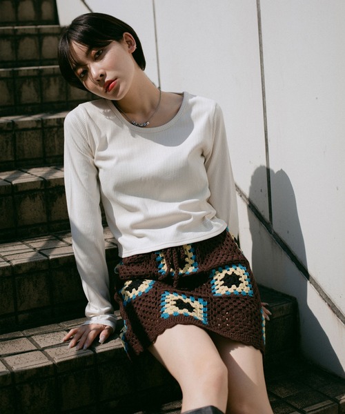 X-girl（エックスガール）の「2-PACK BASIC TOP（Tシャツ/カットソー・レディース・ライトブルー/マルチ・S/M/XS）」の13枚目の写真