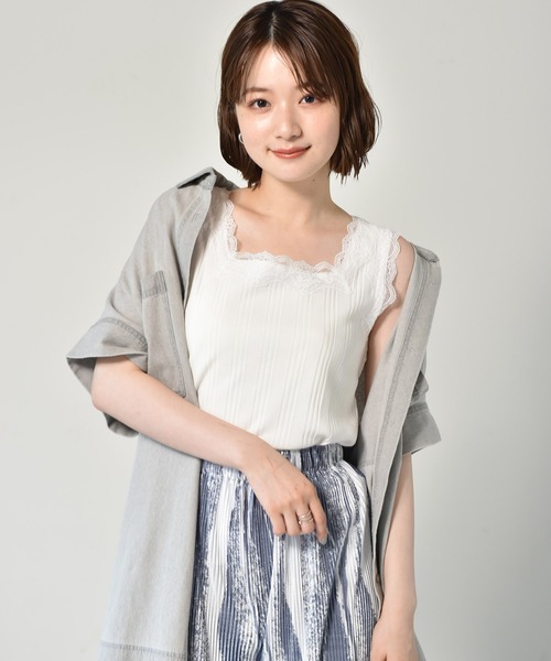 RETRO GIRL（レトロガール）の「２WAYレースタンク（タンクトップ・レディース・オフホワイト/ブラック/ライトグレー/ライトブラウン・FREE）」の2枚目の写真