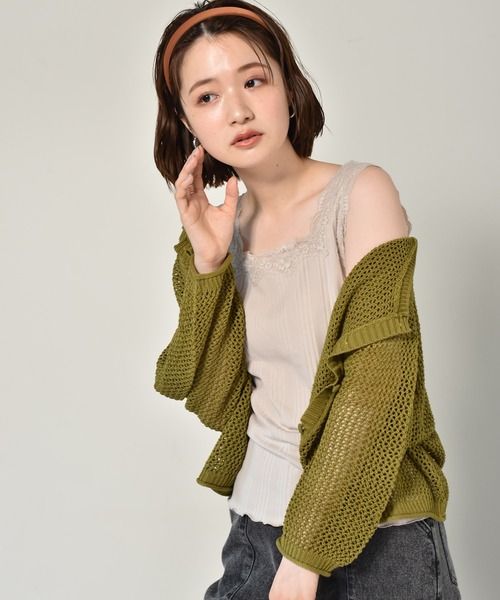 RETRO GIRL（レトロガール）の「２WAYレースタンク（タンクトップ・レディース・オフホワイト/ブラック/ライトグレー/ライトブラウン・FREE）」の4枚目の写真