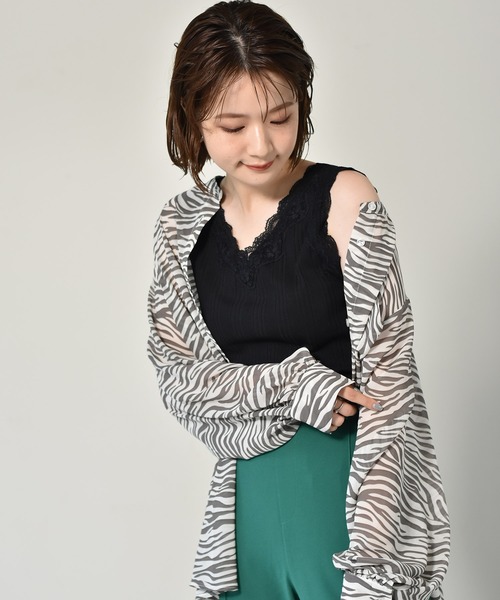 RETRO GIRL（レトロガール）の「２WAYレースタンク（タンクトップ・レディース・オフホワイト/ブラック/ライトグレー/ライトブラウン・FREE）」の3枚目の写真