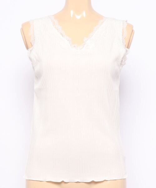 RETRO GIRL（レトロガール）の「２WAYレースタンク（タンクトップ・レディース・オフホワイト/ブラック/ライトグレー/ライトブラウン・FREE）」の9枚目の写真