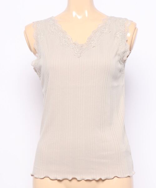 RETRO GIRL（レトロガール）の「２WAYレースタンク（タンクトップ・レディース・オフホワイト/ブラック/ライトグレー/ライトブラウン・FREE）」の15枚目の写真