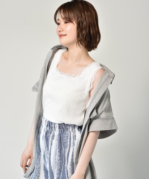 RETRO GIRL（レトロガール）の「２WAYレースタンク（タンクトップ・レディース・オフホワイト/ブラック/ライトグレー/ライトブラウン・FREE）」の5枚目の写真