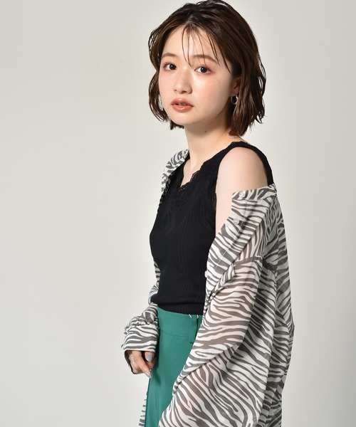 RETRO GIRL（レトロガール）の「２WAYレースタンク（タンクトップ・レディース・オフホワイト/ブラック/ライトグレー/ライトブラウン・FREE）」の6枚目の写真