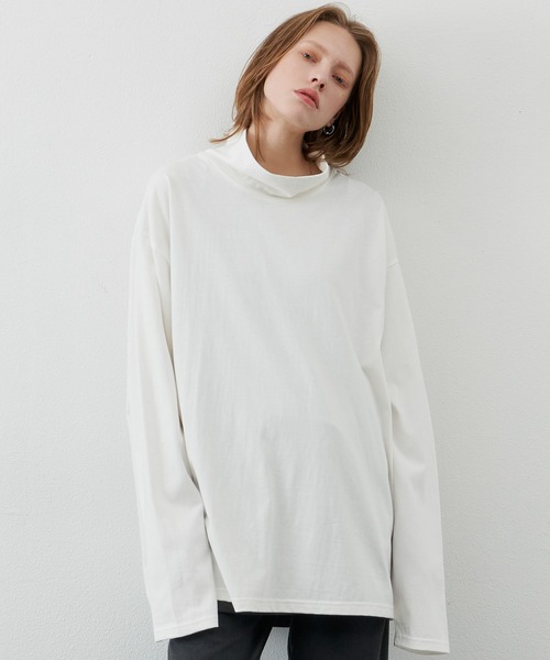 AIVER(アイバー)の「AIVER 16/-ウォッシュ天竺ルーズハイネックロンT(Tシャツ/カットソー・メンズ・ライトグレー/ホワイト/チャコールグレー/ブラック・MEDIUM/LARGE)」の1枚目の写真