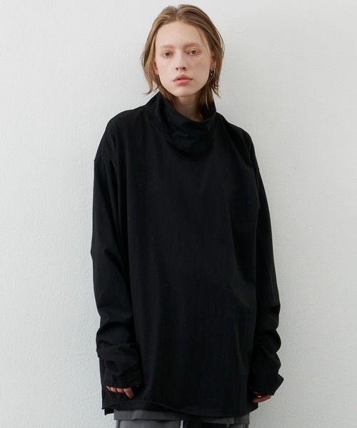 AIVER(アイバー)の「AIVER 16/-ウォッシュ天竺ルーズハイネックロンT(Tシャツ/カットソー・メンズ・ライトグレー/ホワイト/チャコールグレー/ブラック・MEDIUM/LARGE)」の2枚目の写真