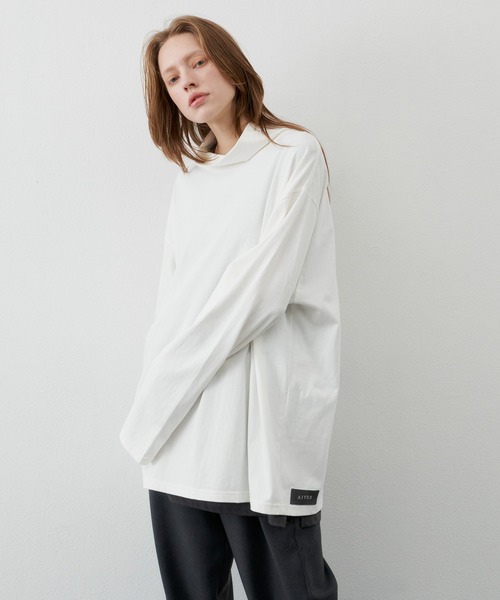 AIVER(アイバー)の「AIVER 16/-ウォッシュ天竺ルーズハイネックロンT(Tシャツ/カットソー・メンズ・ライトグレー/ホワイト/チャコールグレー/ブラック・MEDIUM/LARGE)」の7枚目の写真
