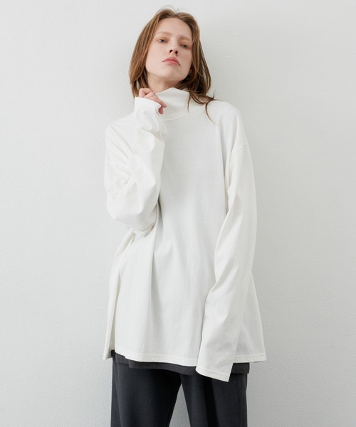 AIVER(アイバー)の「AIVER 16/-ウォッシュ天竺ルーズハイネックロンT(Tシャツ/カットソー・メンズ・ライトグレー/ホワイト/チャコールグレー/ブラック・MEDIUM/LARGE)」の10枚目の写真