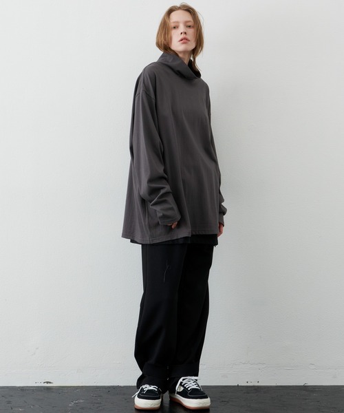 AIVER(アイバー)の「AIVER 16/-ウォッシュ天竺ルーズハイネックロンT(Tシャツ/カットソー・メンズ・ライトグレー/ホワイト/チャコールグレー/ブラック・MEDIUM/LARGE)」の15枚目の写真