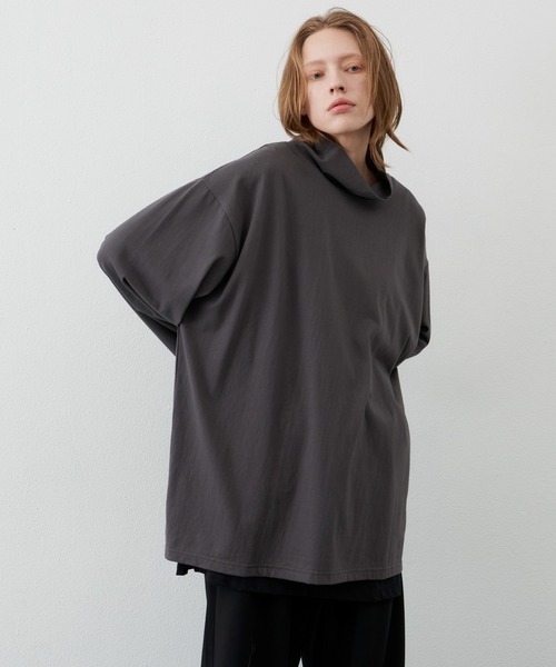 AIVER(アイバー)の「AIVER 16/-ウォッシュ天竺ルーズハイネックロンT(Tシャツ/カットソー・メンズ・ライトグレー/ホワイト/チャコールグレー/ブラック・MEDIUM/LARGE)」の11枚目の写真