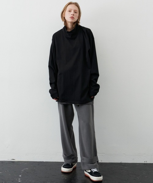 AIVER(アイバー)の「AIVER 16/-ウォッシュ天竺ルーズハイネックロンT(Tシャツ/カットソー・メンズ・ライトグレー/ホワイト/チャコールグレー/ブラック・MEDIUM/LARGE)」の16枚目の写真