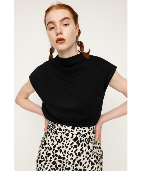 SLY(スライ)の「BOTTLE N/C SHORT SLEEVE TOPS ボトルネックショートスリーブ トップス(Tシャツ/カットソー・レディース・ホワイト/ブラック/グレー/ライム・FREE)」の3枚目の写真