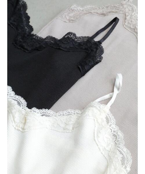 AMERICAN HOLIC（アメリカンホリック）の「レースキャミソール（タンクトップ・レディース・ブラック/グレイッシュベージュ/アイボリー・M/L）」の14枚目の写真