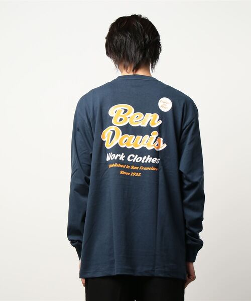 BEN DAVIS（ベンデイビス）の「【BEN DAVIS】バックロゴロンＴ（Tシャツ/カットソー・メンズ・ネイビー/ホワイト/グリーン・L/XL/M/S）」の4枚目の写真