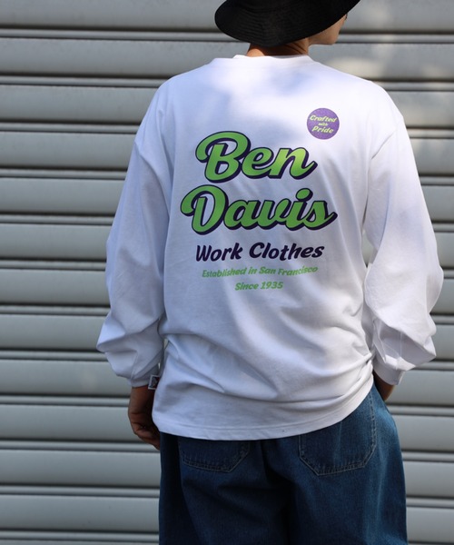 BEN DAVIS（ベンデイビス）の「【BEN DAVIS】バックロゴロンＴ（Tシャツ/カットソー・メンズ・ネイビー/ホワイト/グリーン・L/XL/M/S）」の9枚目の写真